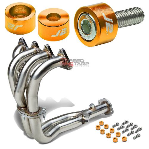 J2 for 92-93 da/db exhaust manifold 4-2-1 race header+gold washer cup bolts