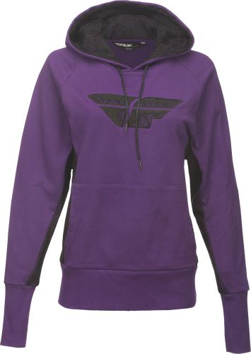 Fly racing offroad mtb womens laced pullover hoodie sweatshirt (purple) xs-sm