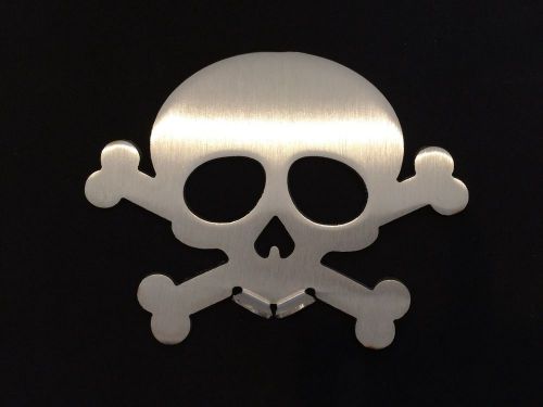 13 ga stainless steel skull and crossbones kickstand pad for bike or motorcycle