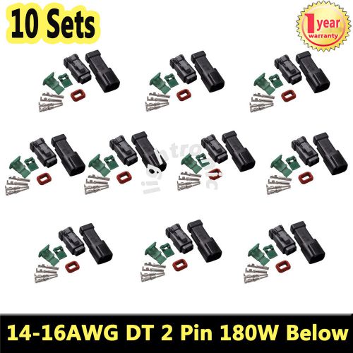 10 sets deutsch dt 2-pin black connectors kits 18-16 ga adapters male &amp; female