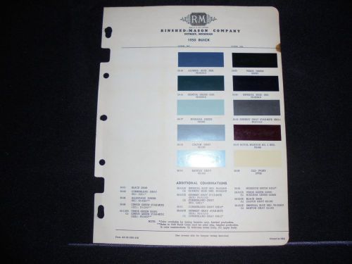 1950 buick rinshed mason auto color chips  original scheme brochure chart