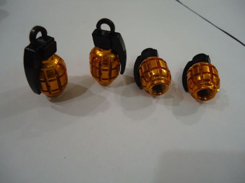 Car grenade model wheel air valve caps set 4 pieces gold