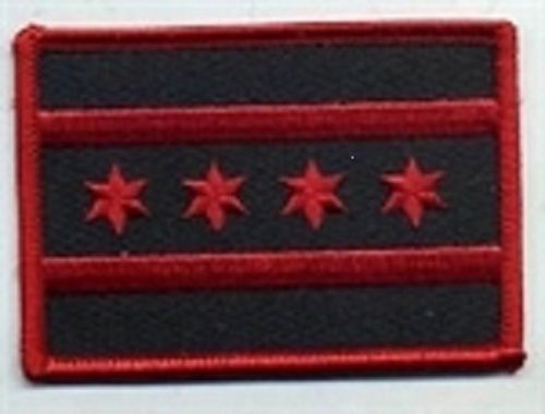 Chicago flag patch red &amp; black  motorcycle club colors