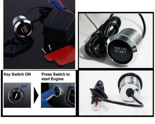 Car keyless entry system led illumination engine ignition push starter kit red