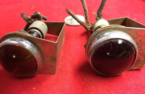 Vintage dash panel lights orange + red glass hot rod scta 1932 ford model a