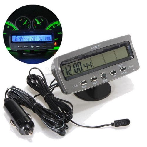 Auto car digital lcd monitor thermometer voltage meter alarm clock ts-7045v