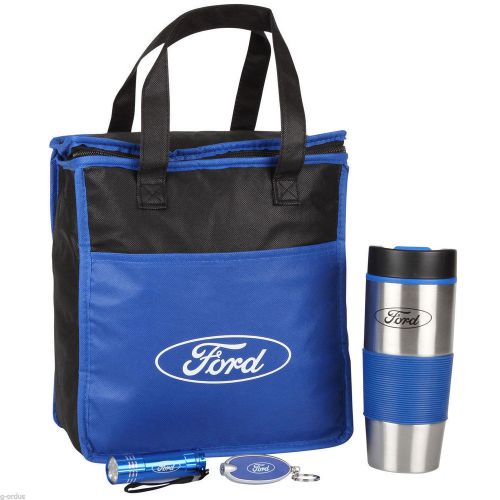 New ford motor lunch bag cooler flashlight keychain travel mug tumbler gift set!