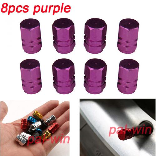 8 pack purple hexagonal tyre wheel ventil valve cap for auto car truck