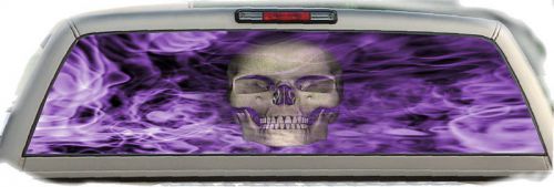 Skull flames (purple) #02 rear window graphic tint truck stickers decals