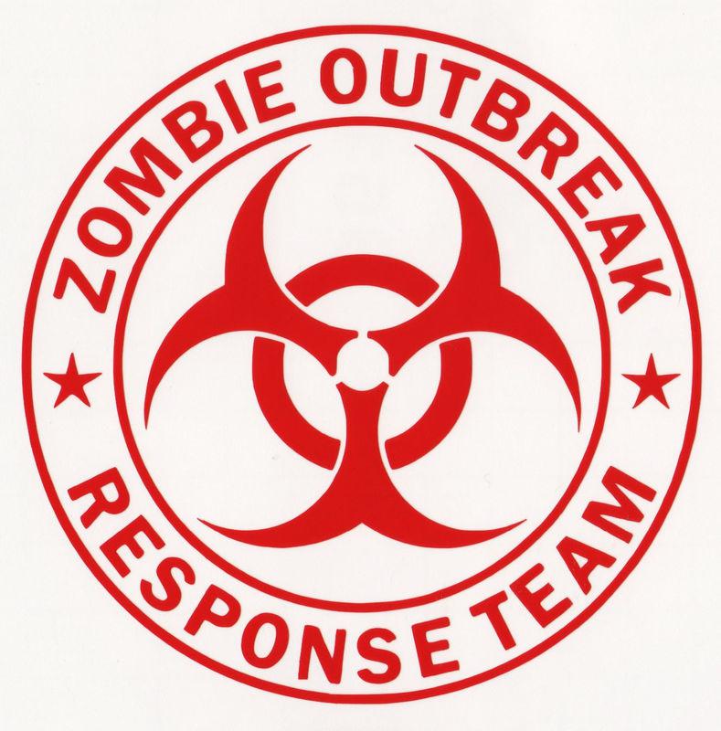 Zombie outbreak response team biohazard symbol vinyl decal car window sticker