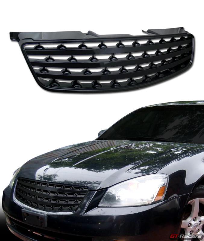 Blk badgeless sport front bumper hood grill grille abs 2005-2006 nissan altima