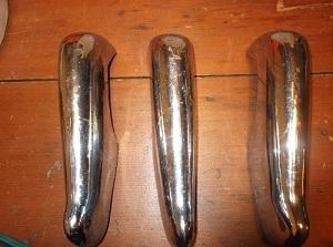 Vintage set of 3 kaiser/henry j ? chrome front bumperettes bumper guards rat rod