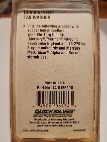 Quicksilver Marine Parts Tab Washer 14-816629Q 40-60 hp & 75-275 hp See Descript, US $9.00, image 3
