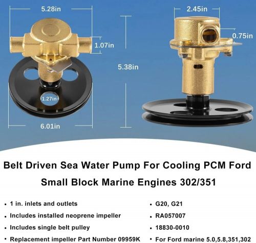 For Sherwood G21 G20 Raw Water Sea Pump 5.0 5.8 302 351 PCM Pleasurecraft FORD, US $195.50, image 13
