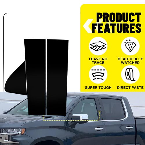 FOR CHEVY SILVERADO GMC SIERRA 1500 2019-22 6X Black Pillar Posts Window Trim A, US $16.19, image 3