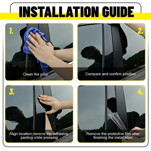 FOR CHEVY SILVERADO GMC SIERRA 1500 2019-22 6X Black Pillar Posts Window Trim A, US $16.19, image 6