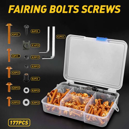 For Honda Suzuki Yamaha Steel Fairing Bolts Bodywork Screws Gold Set of 177pcs, US $20.99, image 10