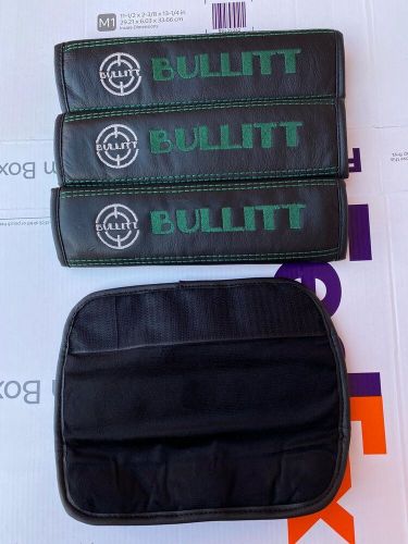 Seat Belt Shoulder Pads Genuine leather 4pcs fit for Mustang Bullitt embroidery, US $118.80, image 2
