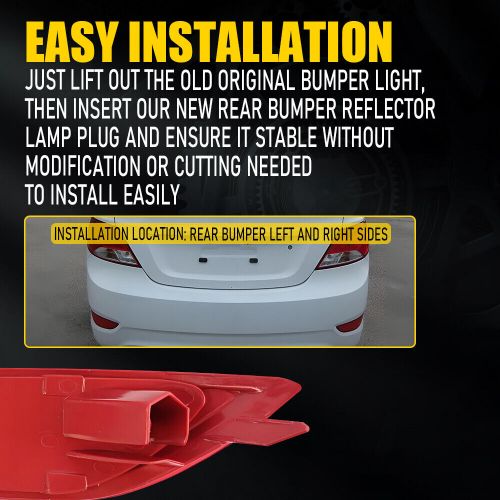 Pair driver&amp;passenger rear bumper reflector for 2012-2017 hyundai accent sedan t