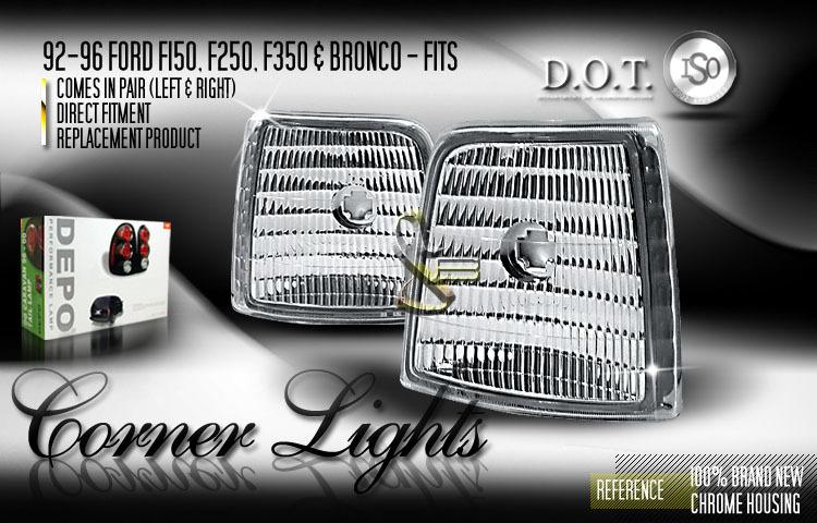 Depo pair euro style chrome corner turn signal lights ford f150 f250 f350 bronco