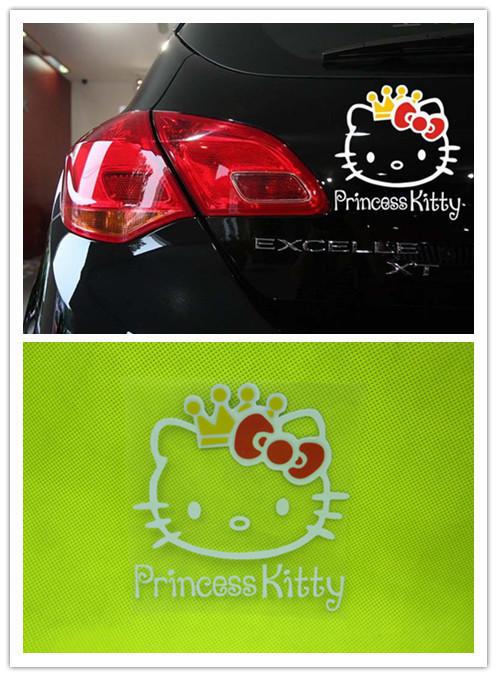 Kitty imperial crown rearview mirrors logo badge emblem decal car stickers white