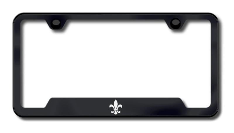 Fleur-de-lis laser etched cut-out license plate frame-black made in usa genuine