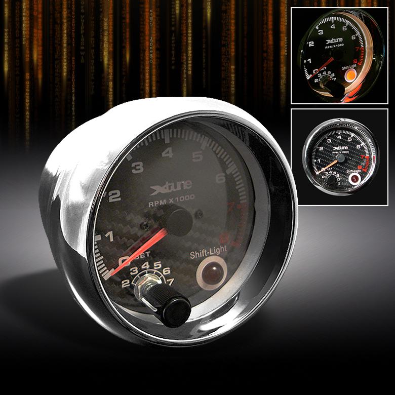 Racing real carbon fiber 3.5" 8000k rpm built-in red shift lights tachometer