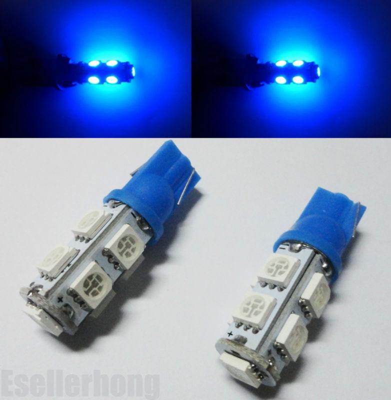2x blue 9-smd car led 168 194 192 916 917 wedge lights parking bulbs lamp #hf3