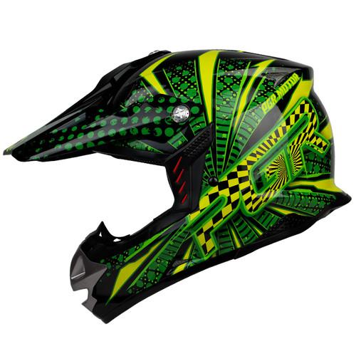 S m l xl ~ pgr sx01 green vortex motocross b-mx enduro dirt bike atv dot helmet