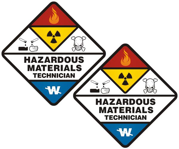 Hazmat technician decal set 4"x4" firefighter haz mat vinyl sticker h4 zu1