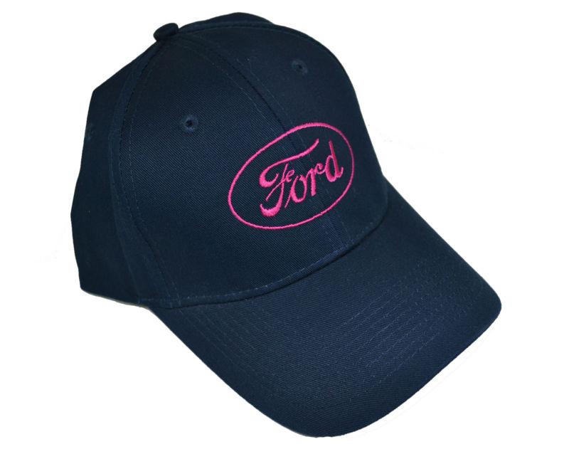 New ford logo hat navy blue with pink logo size adjustable velcro strap ladies
