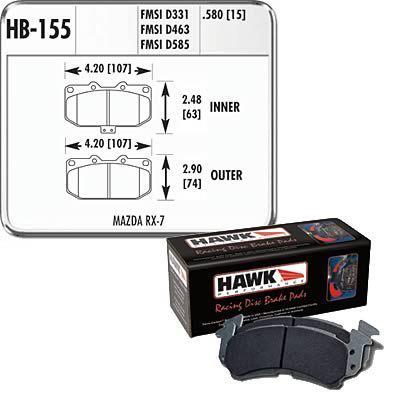 Two (2) hawk performance brake pads ferro-carbon blue 9012 front mazda rx-7 set