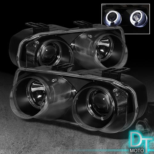 Black 94-97 acura integra dual halo projector headlights lights lamps left+right