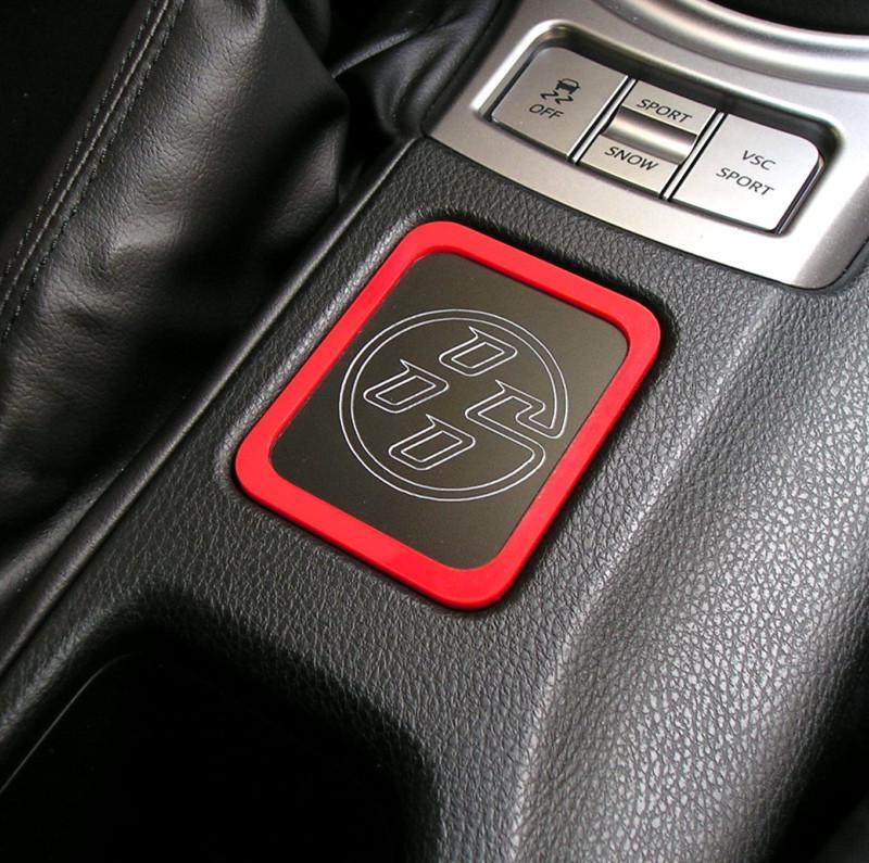 Center console logo plaque w/ red trim ring fits 2013 toyota gt86/scion fr-s #5