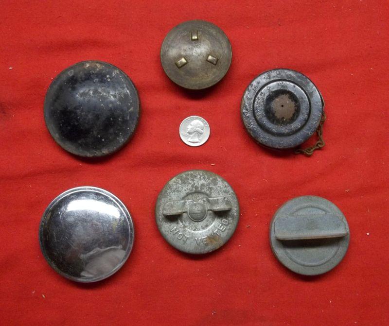 Purchase VINTAGE LOT OF 6 GAS CAPS FOR TRUCK CAR AUTOS MIXED in