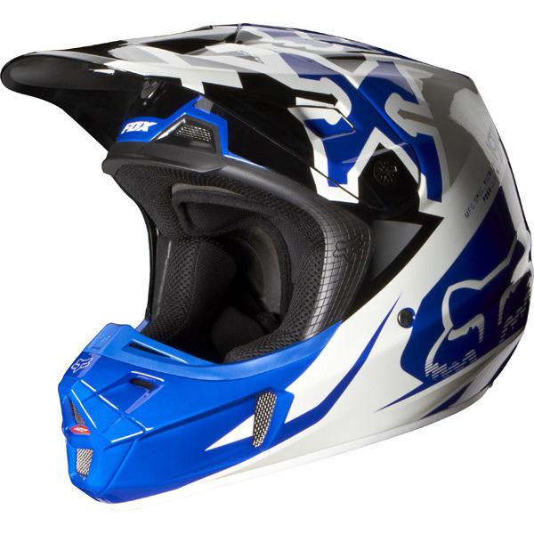 2014 new fox racing v2 anthem blue helmet motocross sx mx atv off road dungey rc