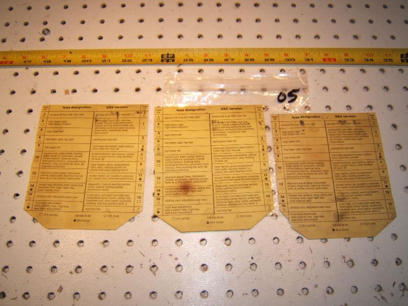 Mercedes w126  fuse desgnation 1 sheet  usa version,1 sheet only, 126 545 05 00