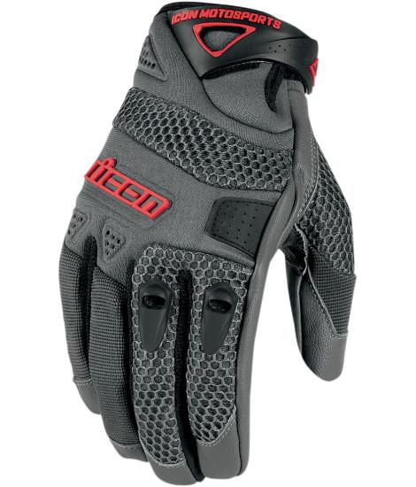 Icon anthem mens motorcycle gloves leather / textile gray l lg large