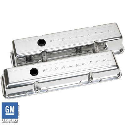 Billet spec valve covers stock height aluminum chevrolet logo chevy sb pair