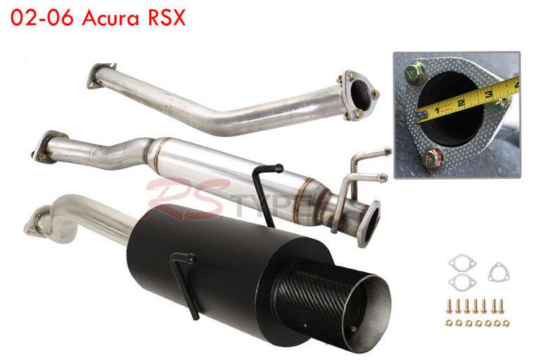 02 03 04 05 06 acura rsx base black catback exhaust system carbon tip