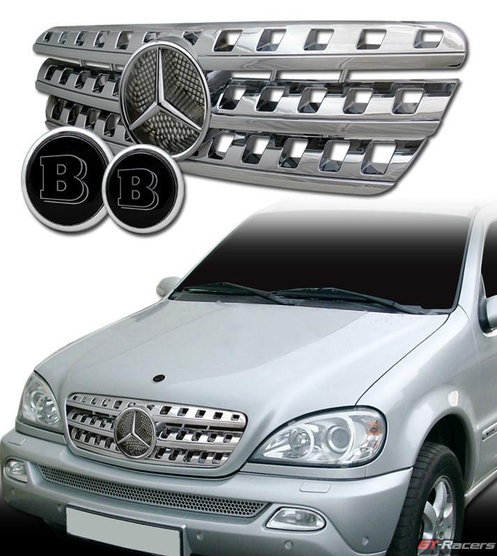 CHROME EURO SPORT FRONT GRILL GRILLE+B HOOD TRUNK EMBLEM BADGE 98-05 BENZ W163, US $129.99, image 1