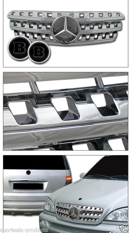 CHROME EURO SPORT FRONT GRILL GRILLE+B HOOD TRUNK EMBLEM BADGE 98-05 BENZ W163, US $129.99, image 2