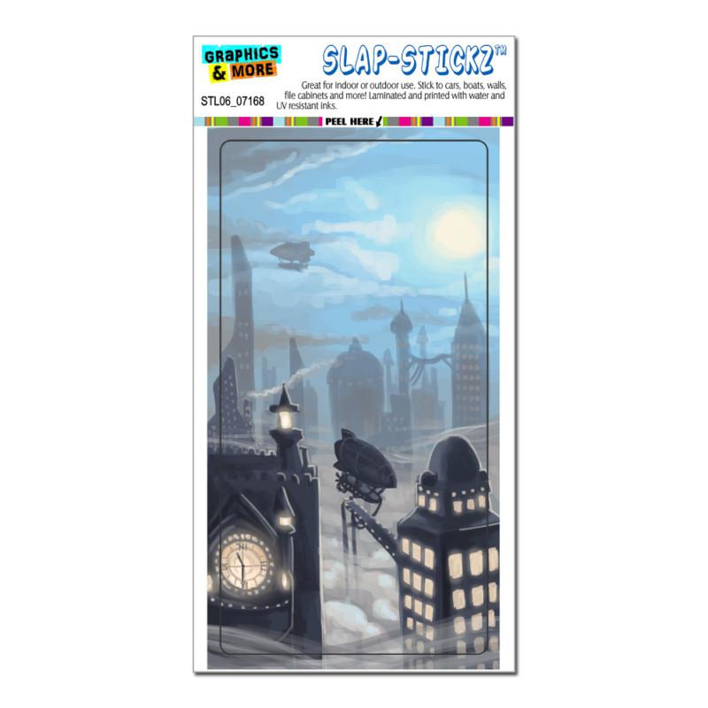 Steampunk city - steam airship dirigible zeppelin - slap-stickz™ bumper sticker