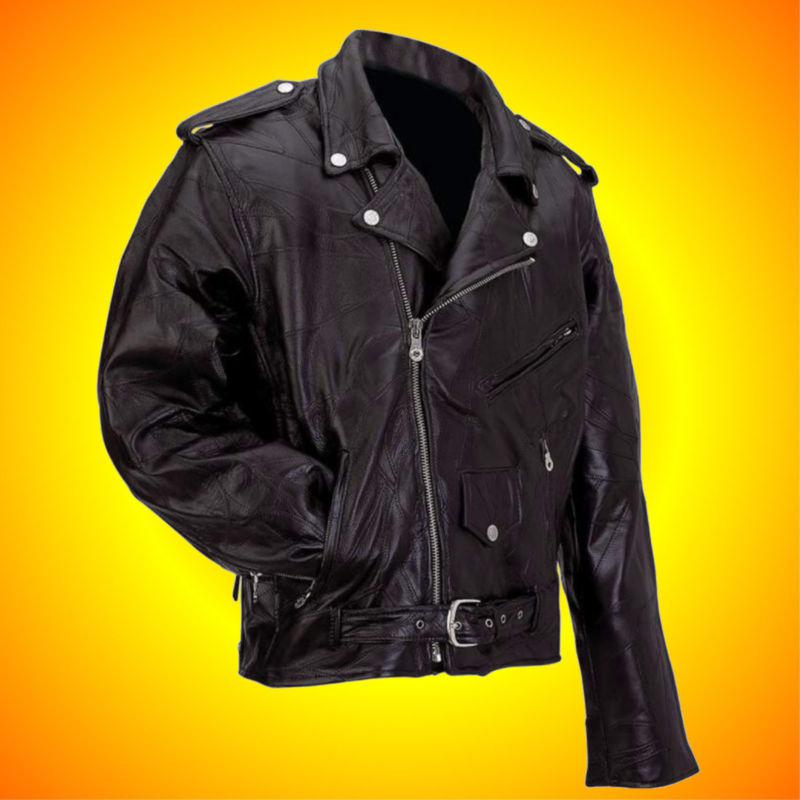 Leather motorcycle jacket-biker jacket-men's 3x-free leather cap with buy it now