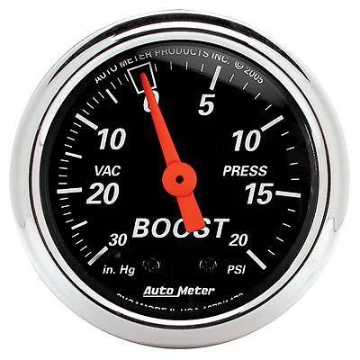 Autometer designer black mechanical boost/vacuum gauge 2 1/16" dia black face