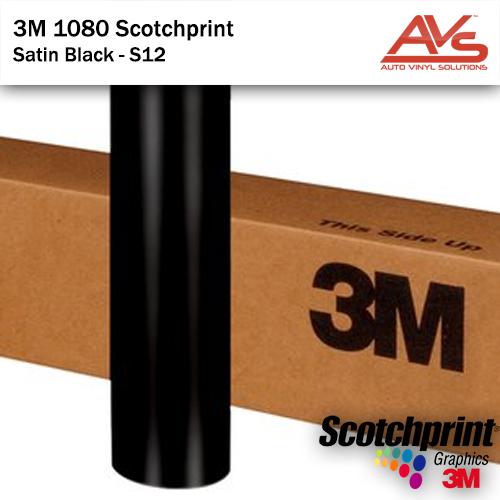 3m satin black vinyl auto car wrap 1080 scotchprint (sample) 4in x 6in s12