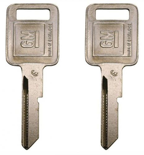 2 new gm logo oem ignition "e" key blank uncut 320404 1154606 (gmc buick olds)