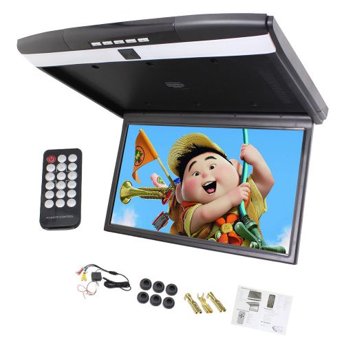 Black 17.3&#034; lcd car overhead flip down roof mount monitor fm/sd/usb1080p+hdmi