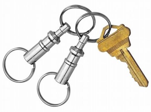 2 premium metal chrome pull-apart key chains with 2 separate rings for auto-home