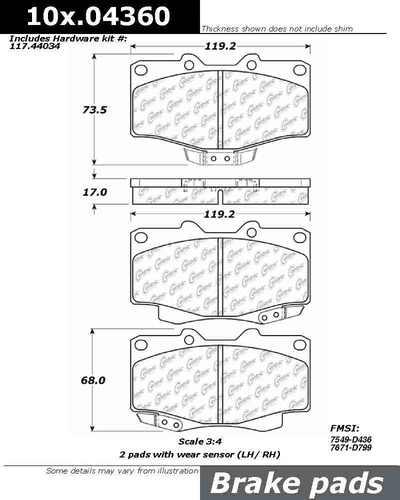 Centric 106.04360 brake pad or shoe, front